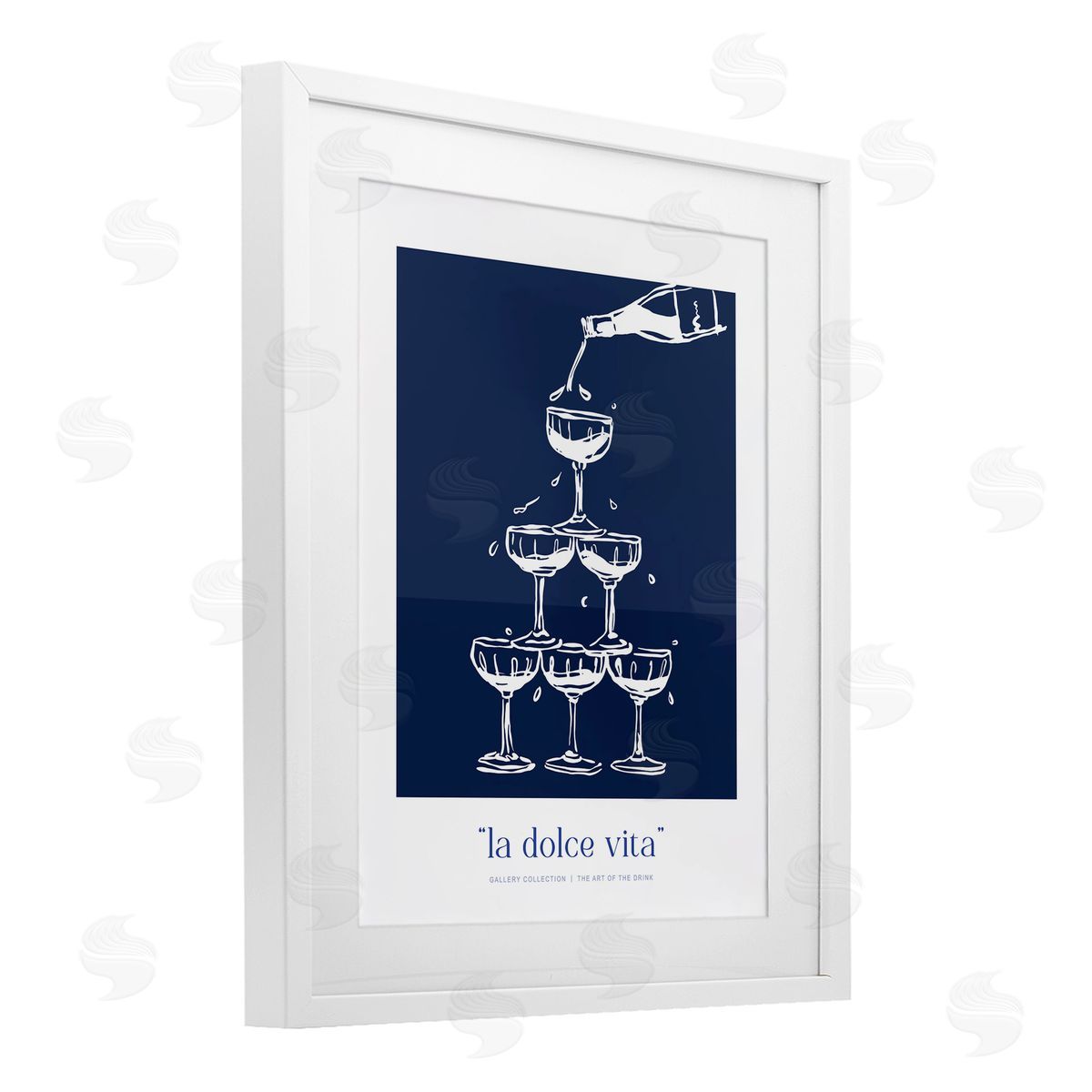 Lettered and Lined Navy Champagne Tower Canvas Wall Art Print