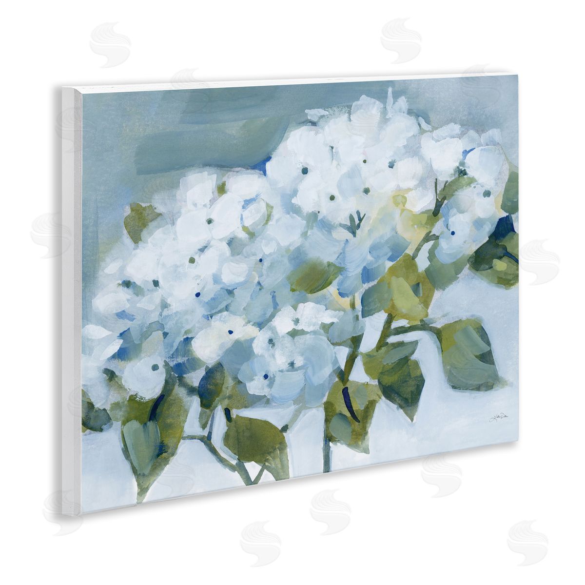 Katrina Pete Blue Spring Cottage Hydrangeas Canvas Wall Art Print