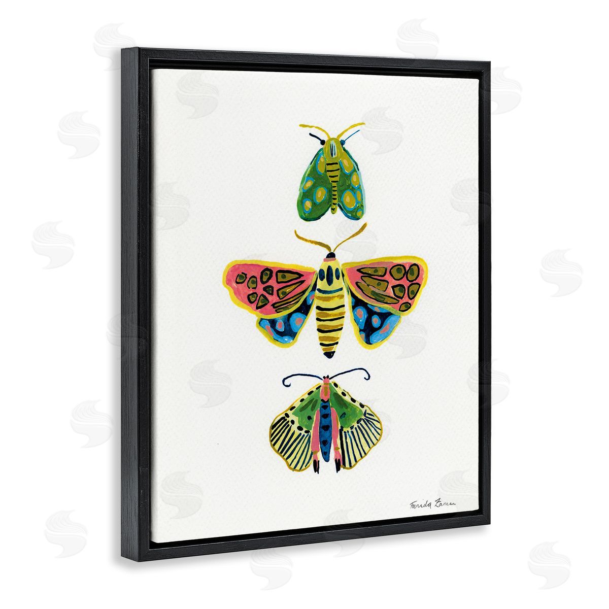 Farida Zaman Bright Moths Earth Tones Canvas Wall Art Print