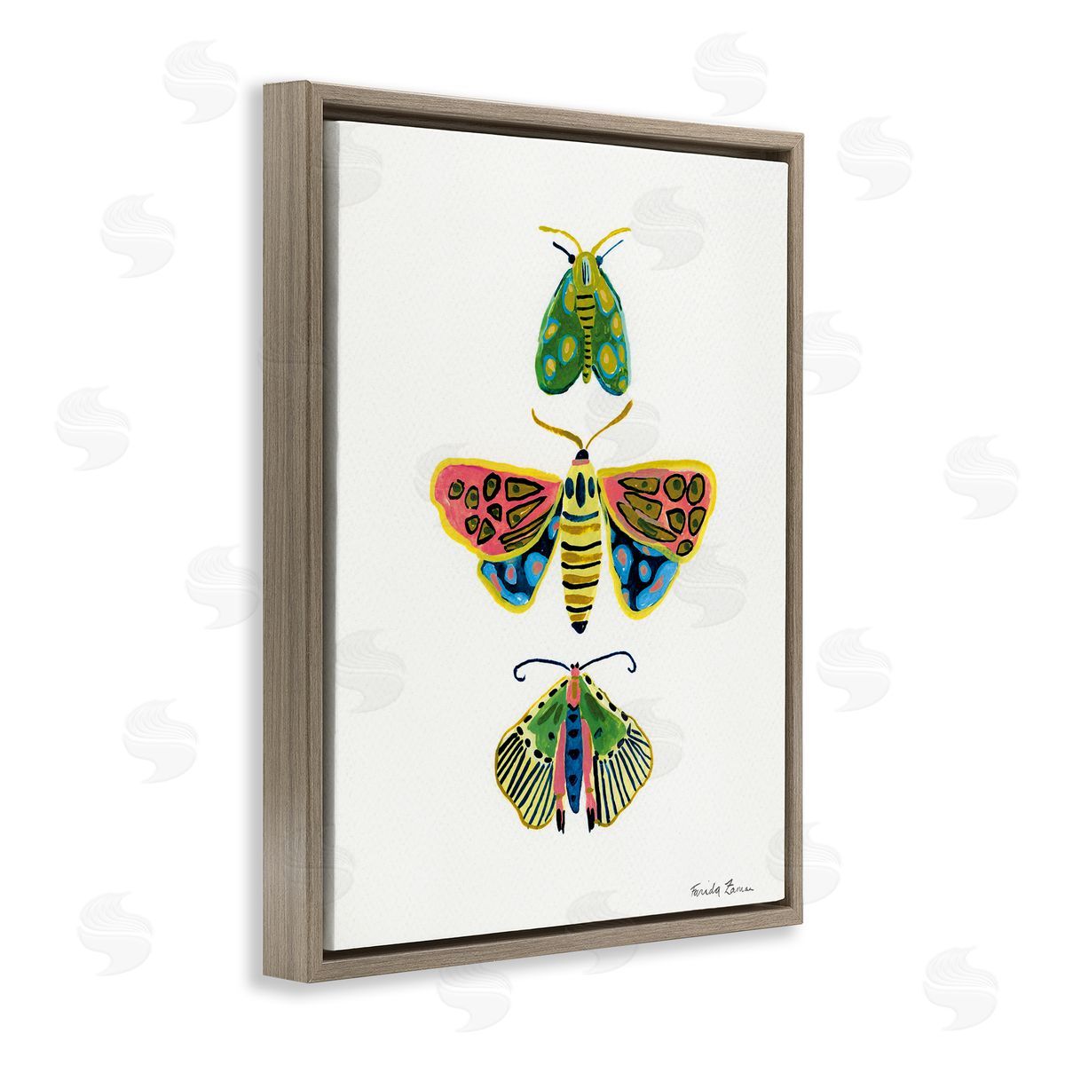 Farida Zaman Bright Moths Earth Tones Canvas Wall Art Print
