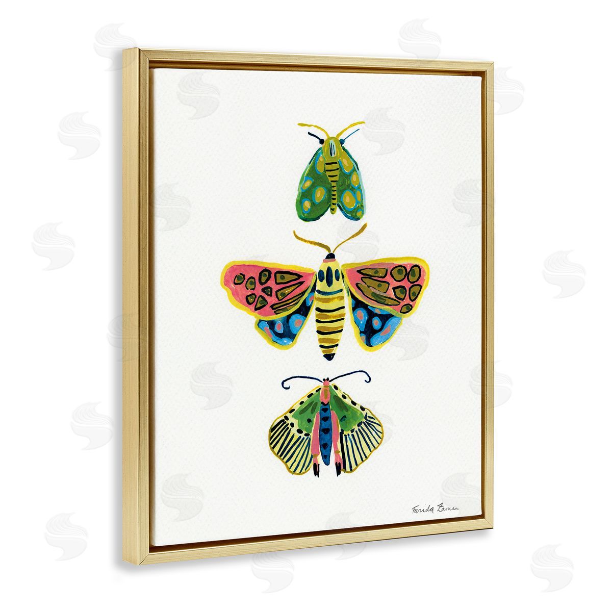 Farida Zaman Bright Moths Earth Tones Canvas Wall Art Print