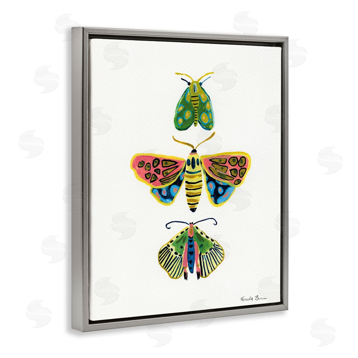 Farida Zaman Bright Moths Earth Tones Canvas Wall Art Print