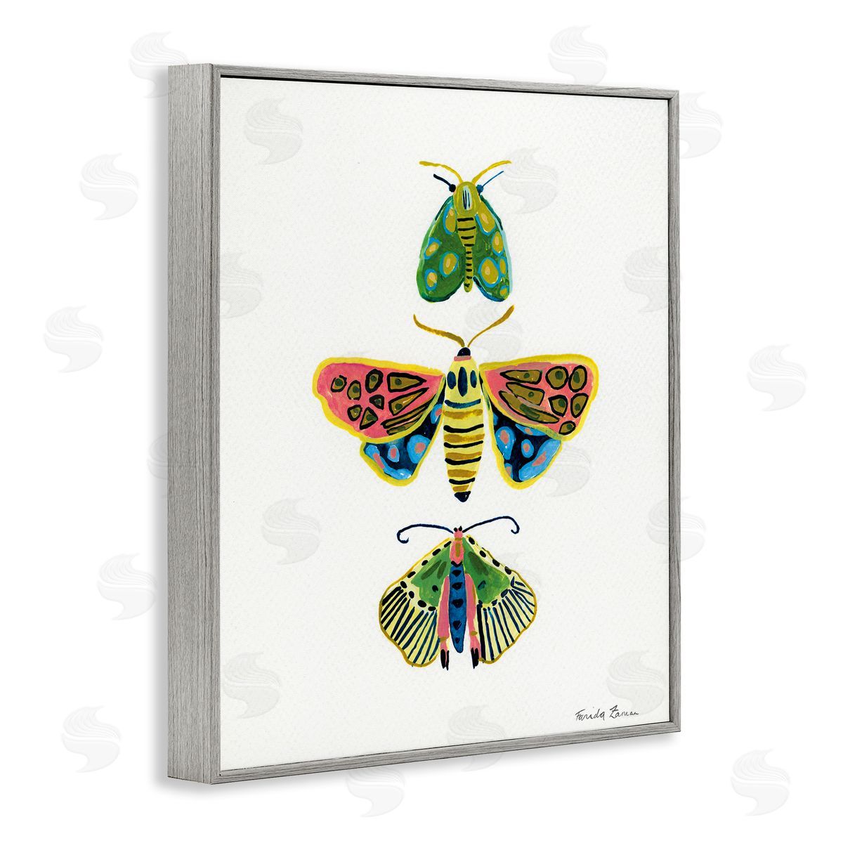 Farida Zaman Bright Moths Earth Tones Canvas Wall Art Print