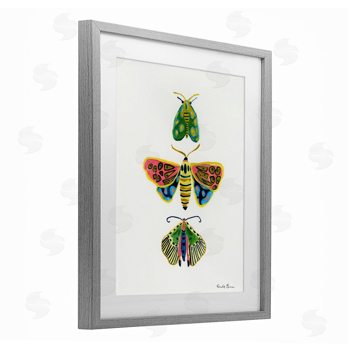 Farida Zaman Bright Moths Earth Tones Canvas Wall Art Print