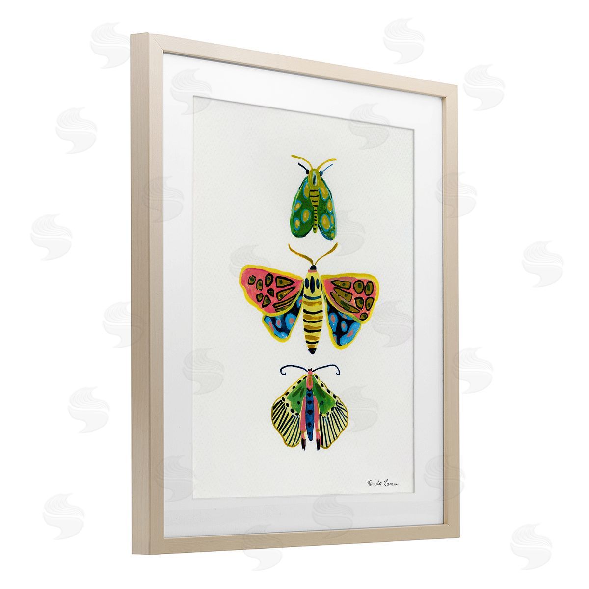 Farida Zaman Bright Moths Earth Tones Canvas Wall Art Print