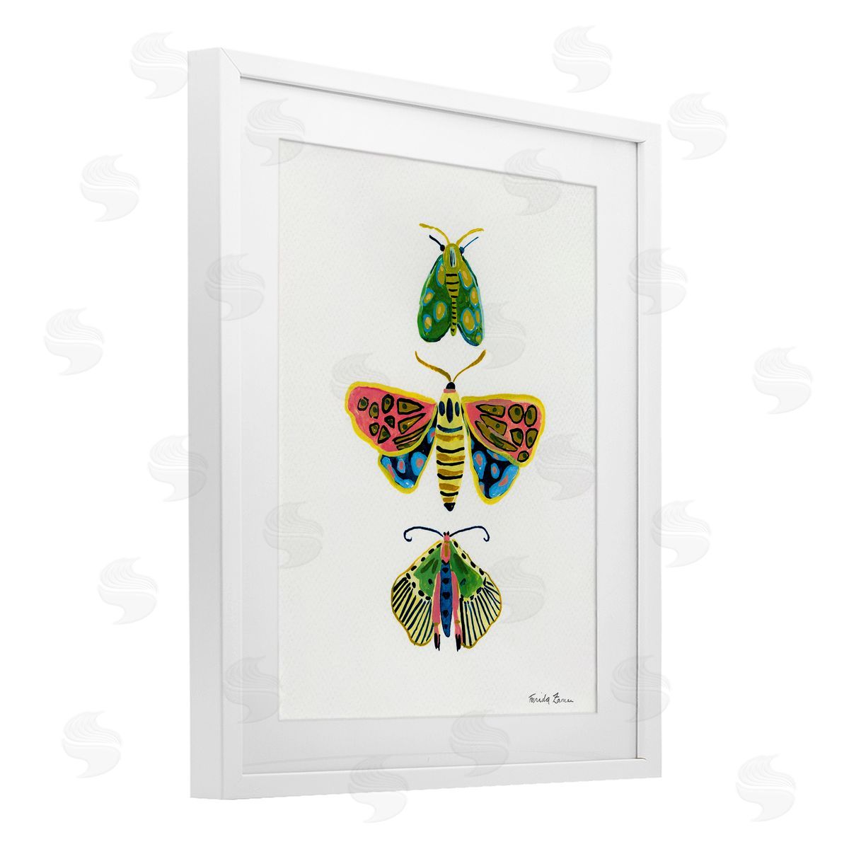 Farida Zaman Bright Moths Earth Tones Canvas Wall Art Print
