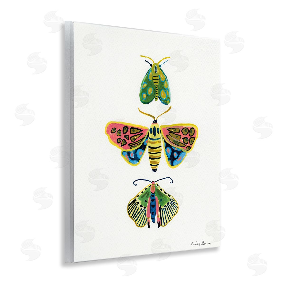 Farida Zaman Bright Moths Earth Tones Canvas Wall Art Print
