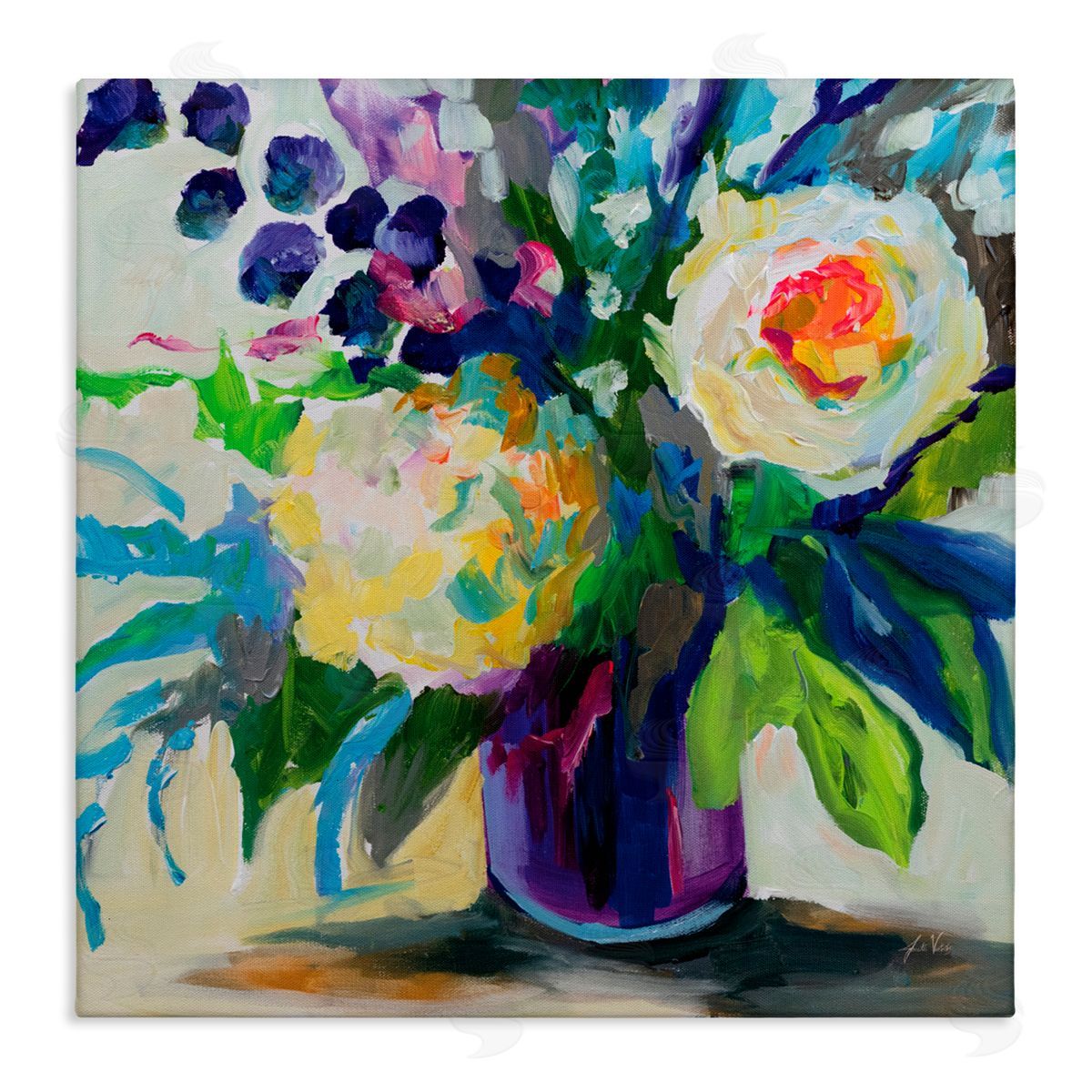 Jeanette Vertentes Amethyst Flower Bouquet Canvas Wall Art Print