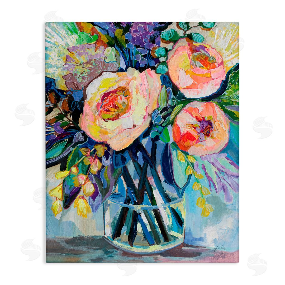 Jeanette Vertentes Enraptured Blossoms Bouquet Canvas Wall Art Print