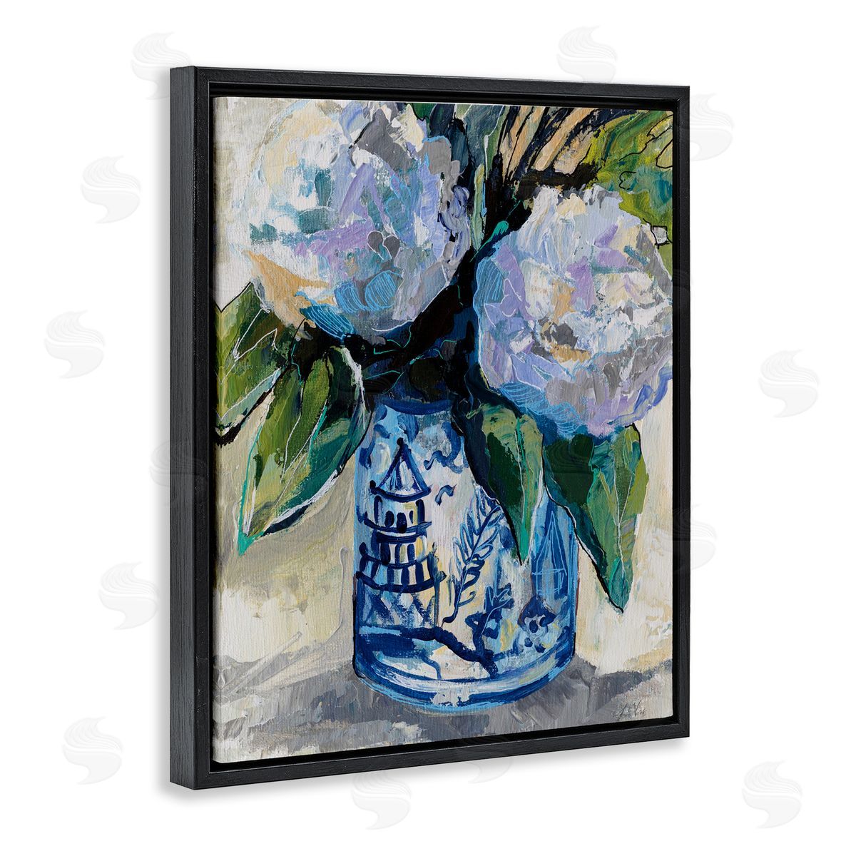 Jeanette Vertentes August Blooms in Vase Canvas Wall Art Print