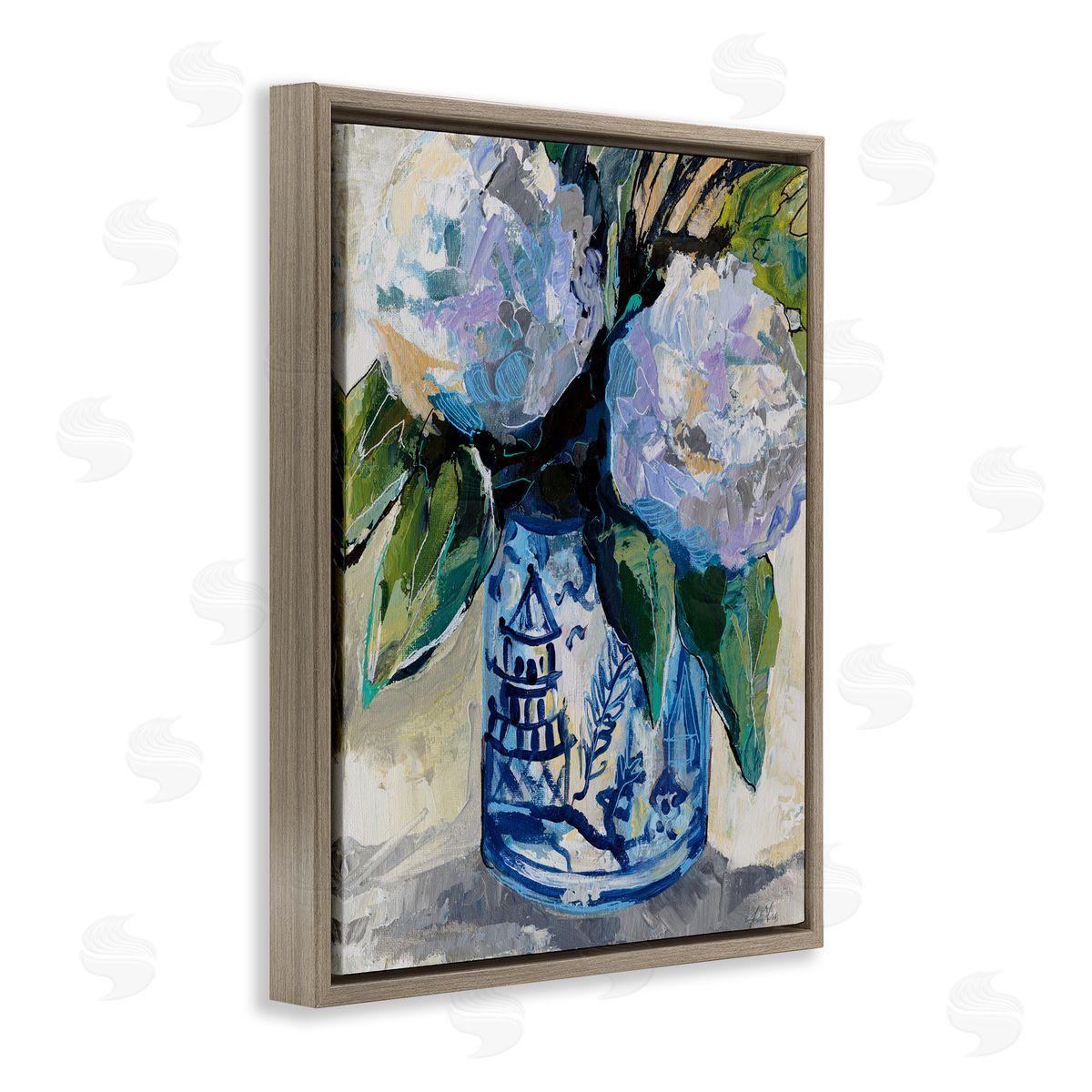 Jeanette Vertentes August Blooms in Vase Canvas Wall Art Print