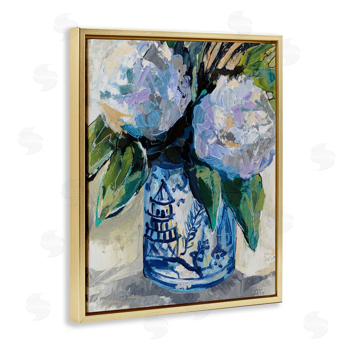Jeanette Vertentes August Blooms in Vase Canvas Wall Art Print