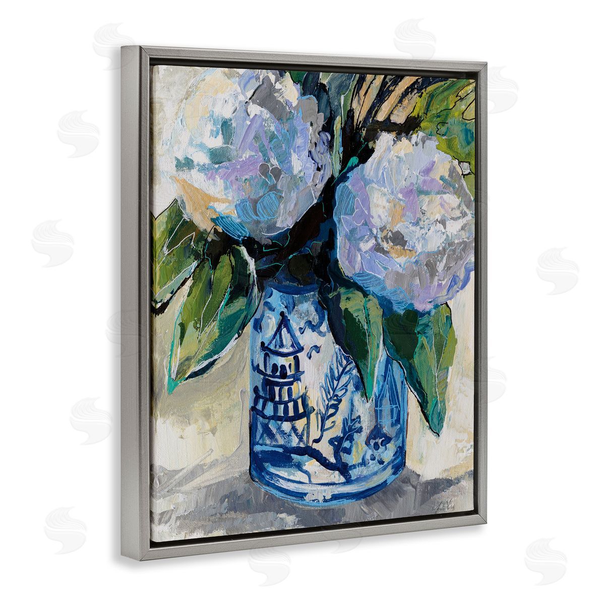 Jeanette Vertentes August Blooms in Vase Canvas Wall Art Print