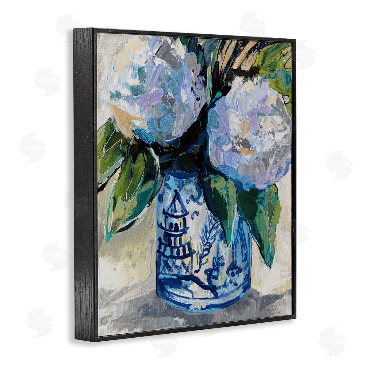 Jeanette Vertentes August Blooms in Vase Canvas Wall Art Print