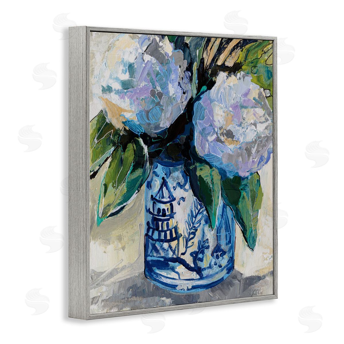 Jeanette Vertentes August Blooms in Vase Canvas Wall Art Print