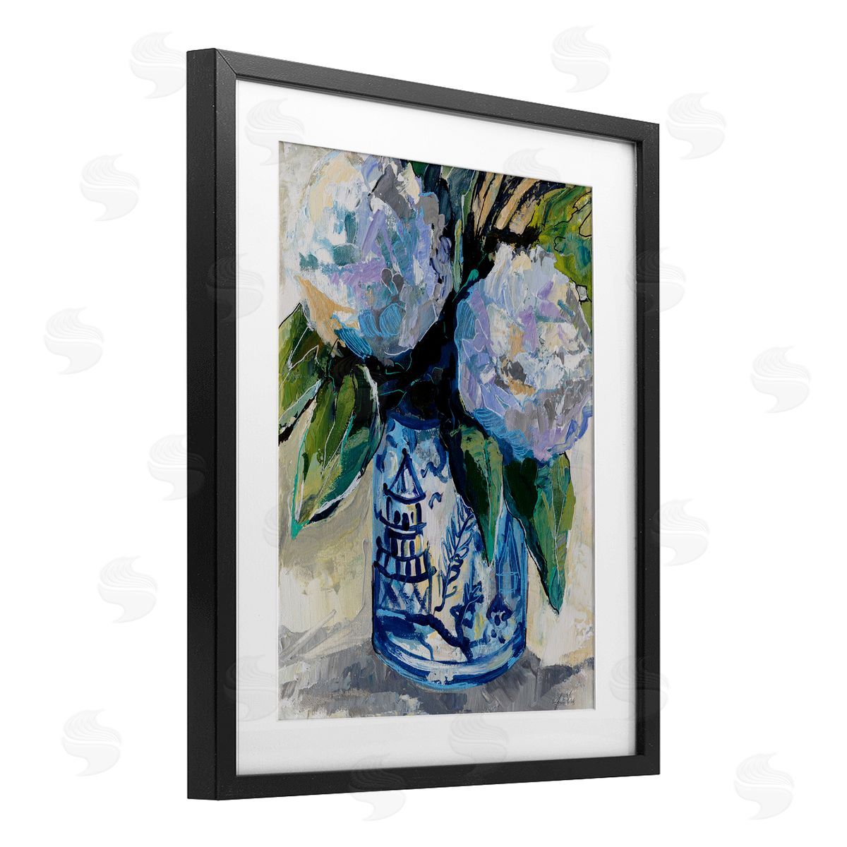 Jeanette Vertentes August Blooms in Vase Canvas Wall Art Print