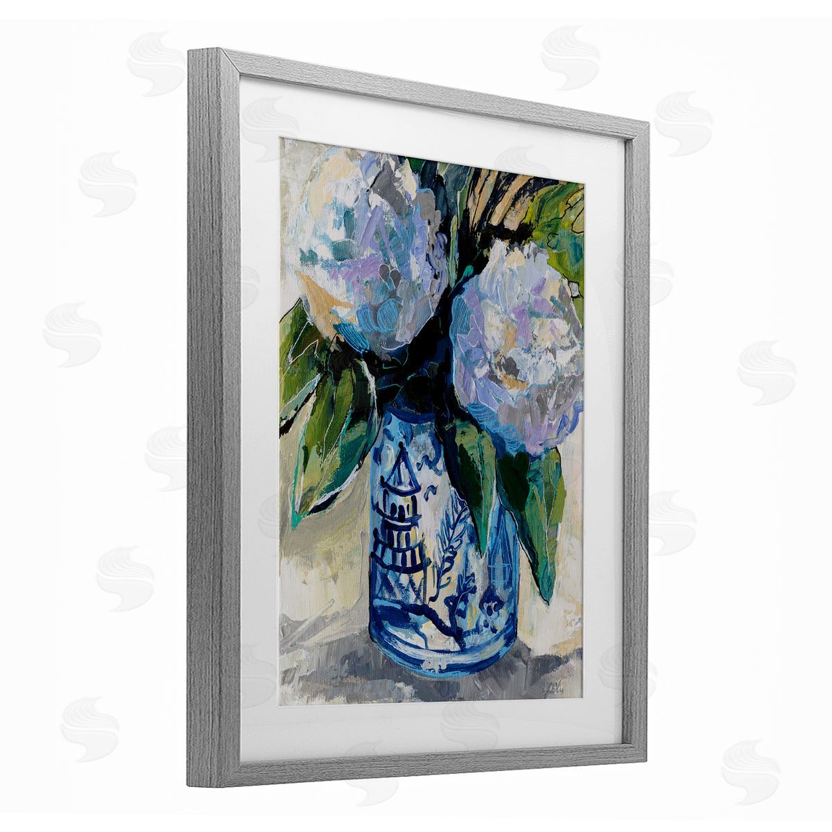 Jeanette Vertentes August Blooms in Vase Canvas Wall Art Print