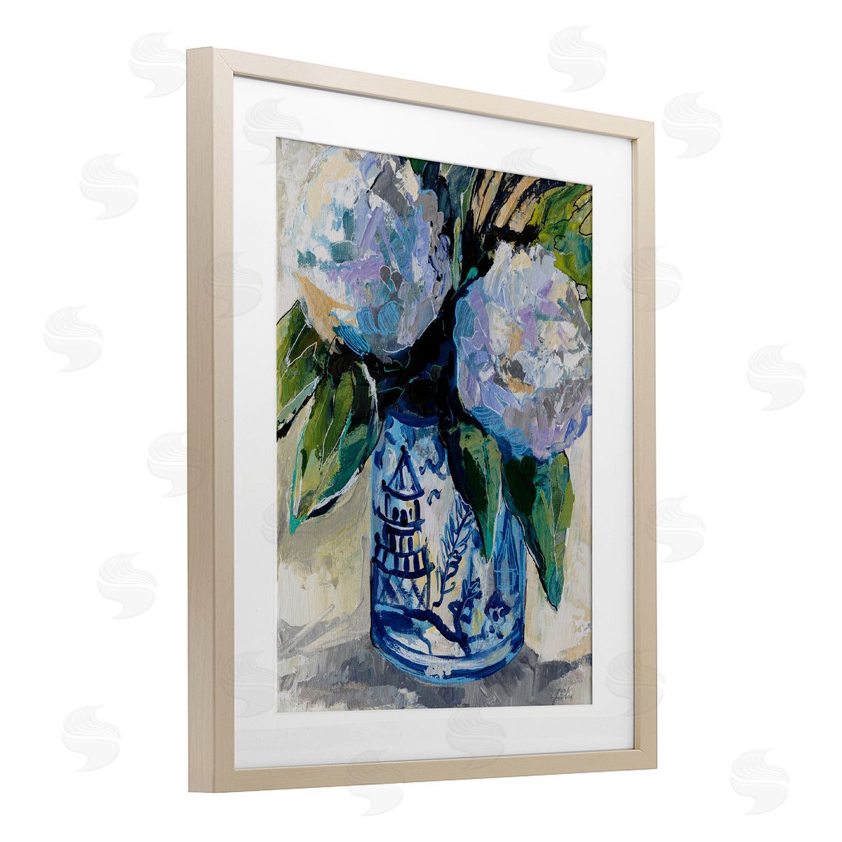 Jeanette Vertentes August Blooms in Vase Canvas Wall Art Print