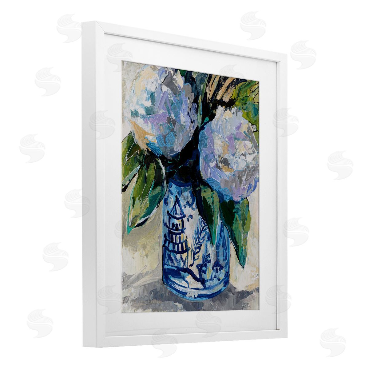 Jeanette Vertentes August Blooms in Vase Canvas Wall Art Print