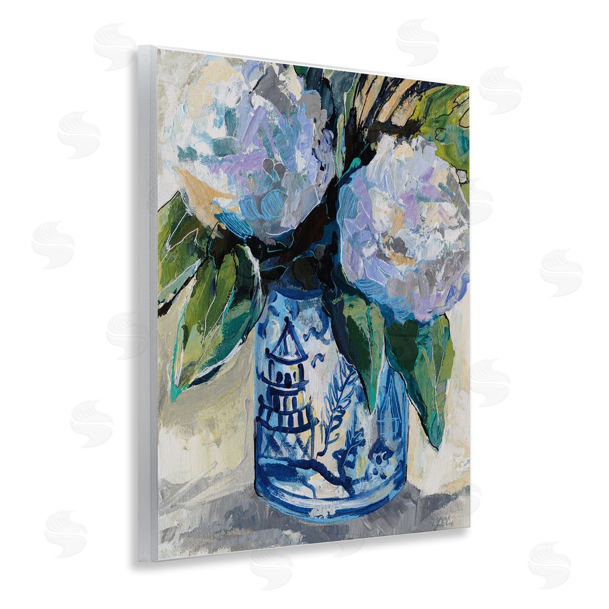 Jeanette Vertentes August Blooms in Vase Canvas Wall Art Print
