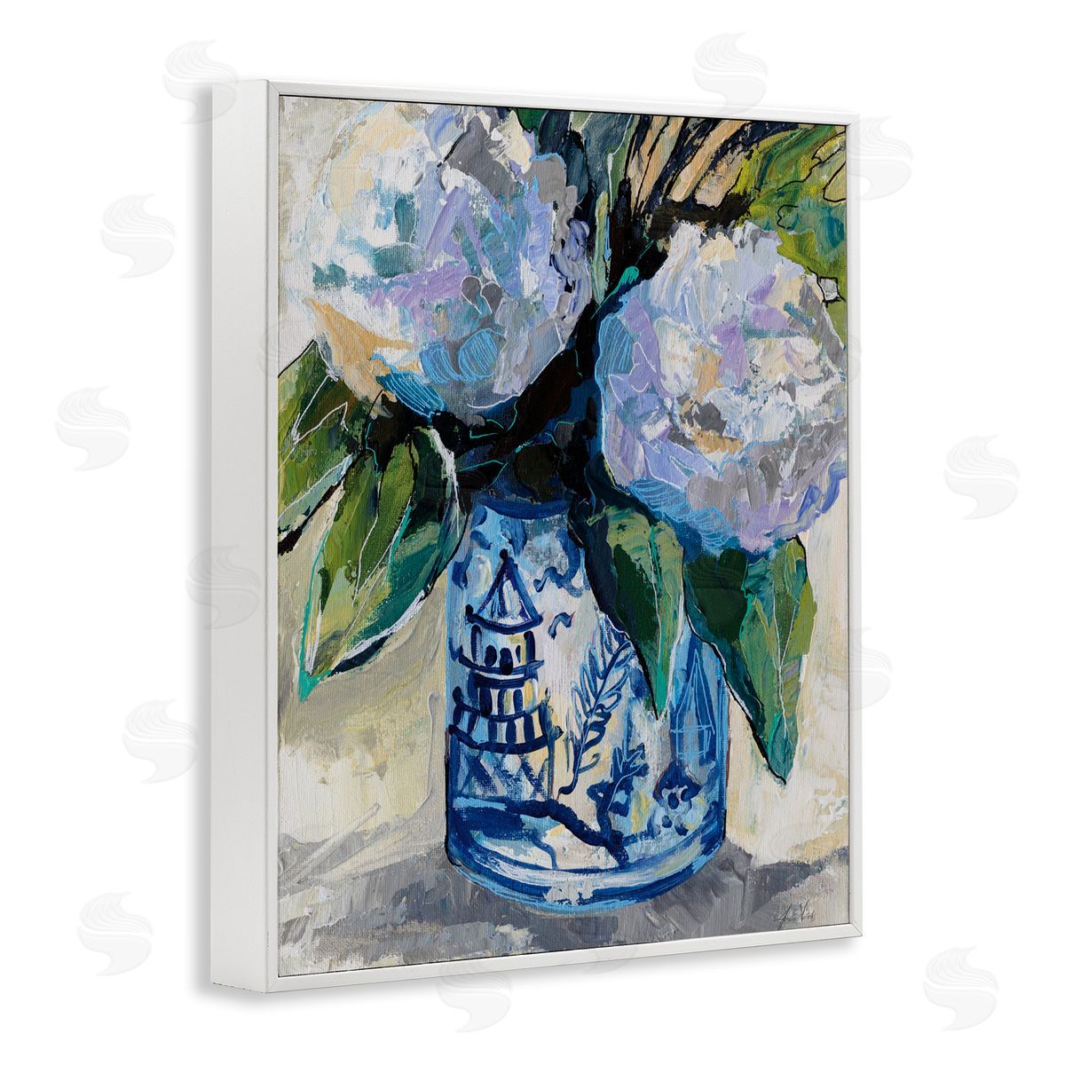 Jeanette Vertentes August Blooms in Vase Canvas Wall Art Print