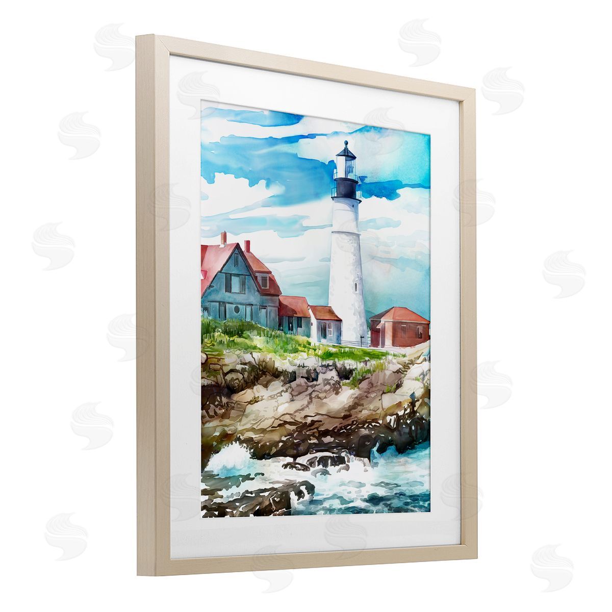 Mauro Devereaux Cape Cod Lighthouse Shore Canvas Wall Art Print