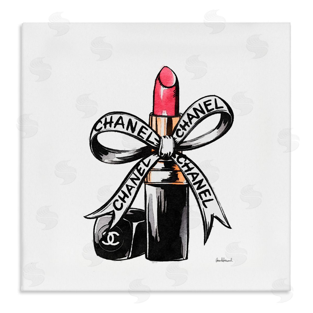 Amanda Greenwood Glam Brand Lipstick Ribbon Canvas Wall Art Print