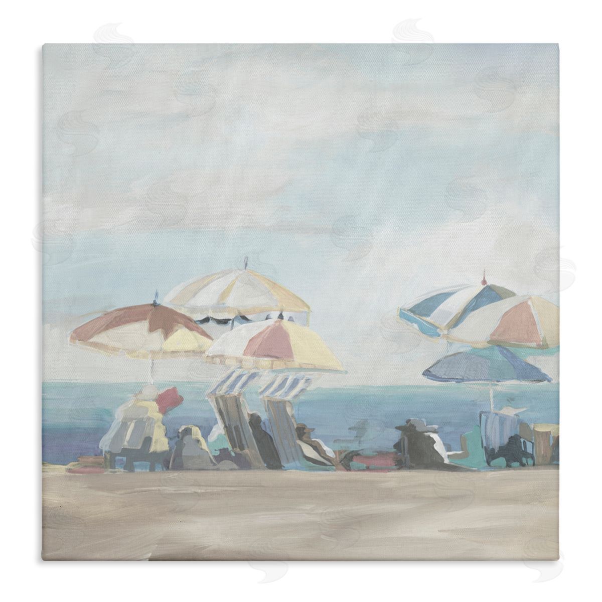 Liz Jardine Muted Summer Beach Umbrellas Canvas Wall Art Print