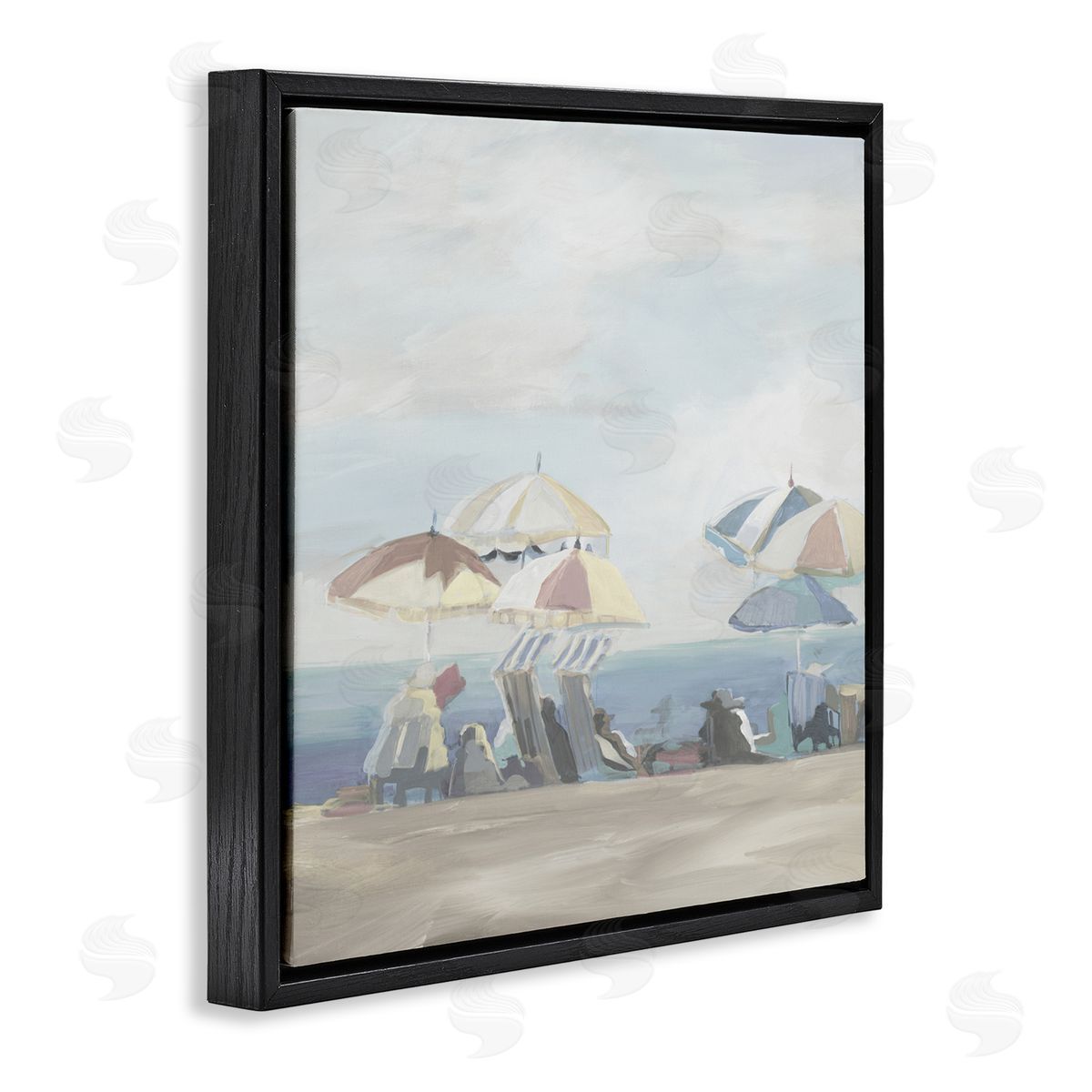 Liz Jardine Muted Summer Beach Umbrellas Canvas Wall Art Print