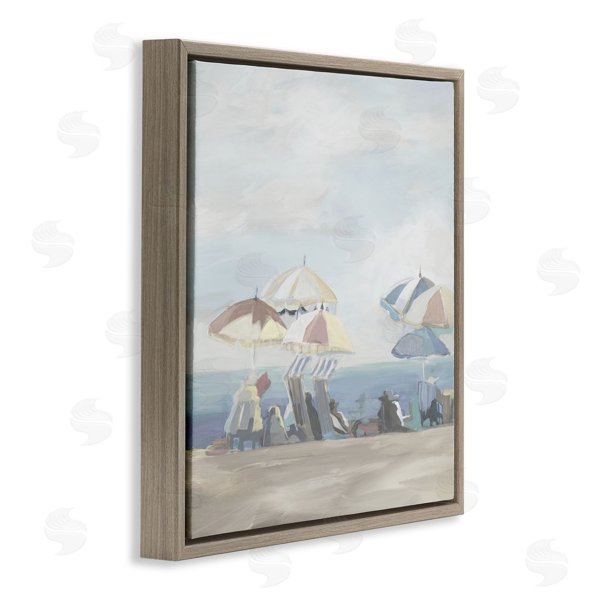 Liz Jardine Muted Summer Beach Umbrellas Canvas Wall Art Print