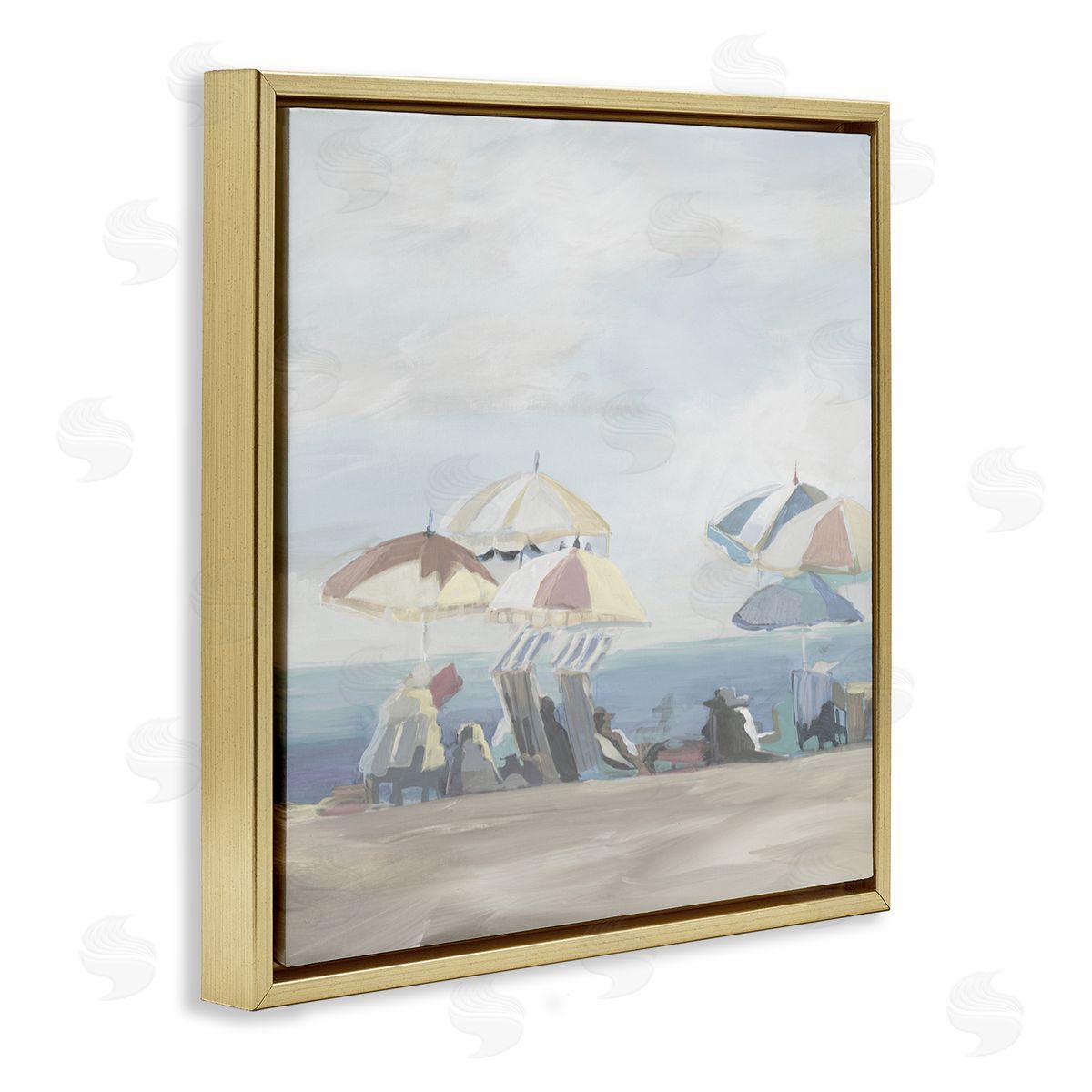 Liz Jardine Muted Summer Beach Umbrellas Canvas Wall Art Print