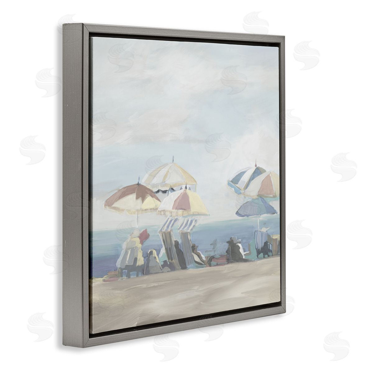 Liz Jardine Muted Summer Beach Umbrellas Canvas Wall Art Print