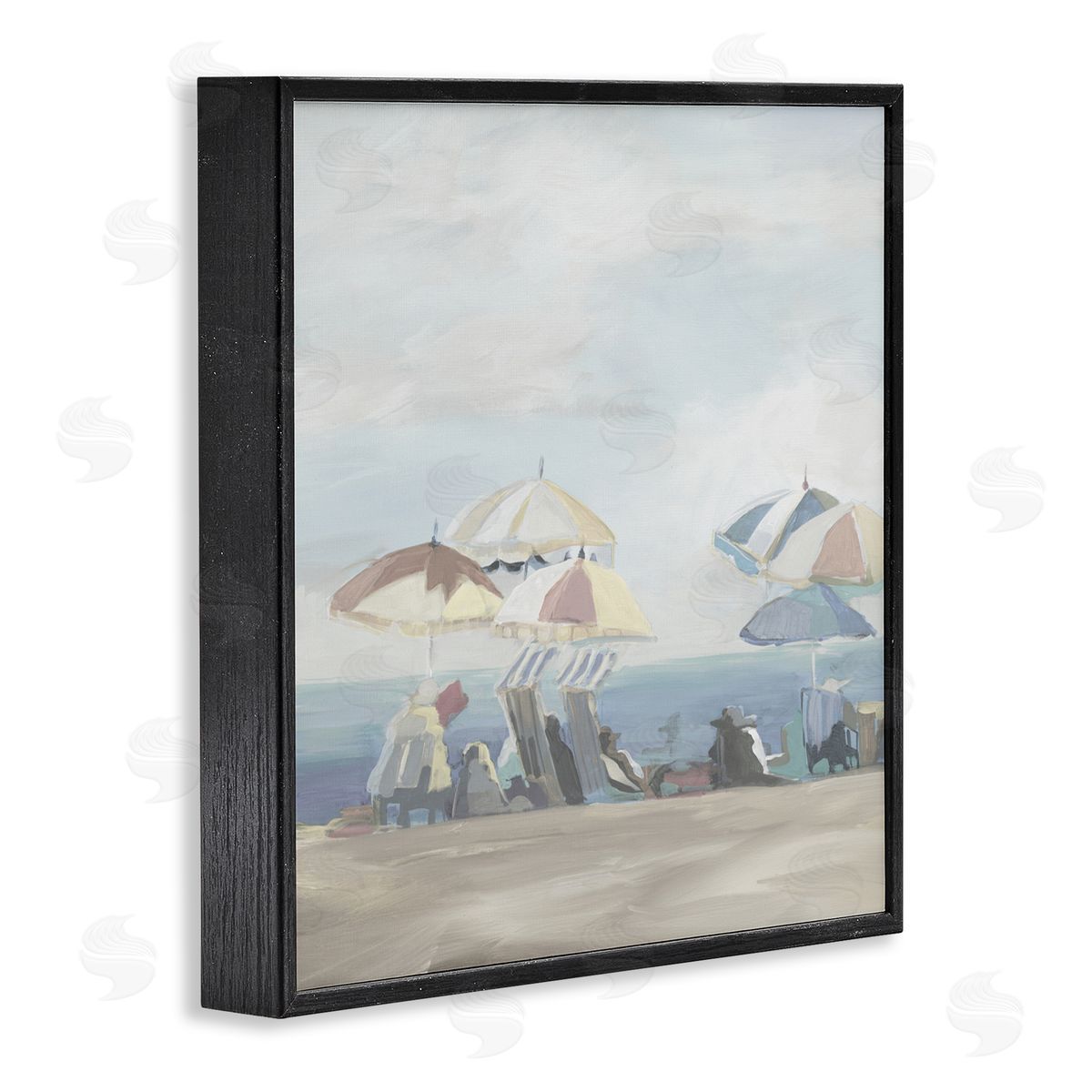 Liz Jardine Muted Summer Beach Umbrellas Canvas Wall Art Print