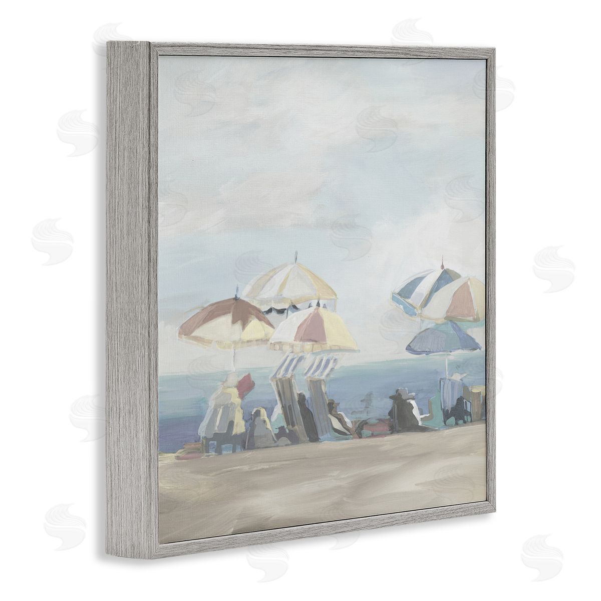Liz Jardine Muted Summer Beach Umbrellas Canvas Wall Art Print