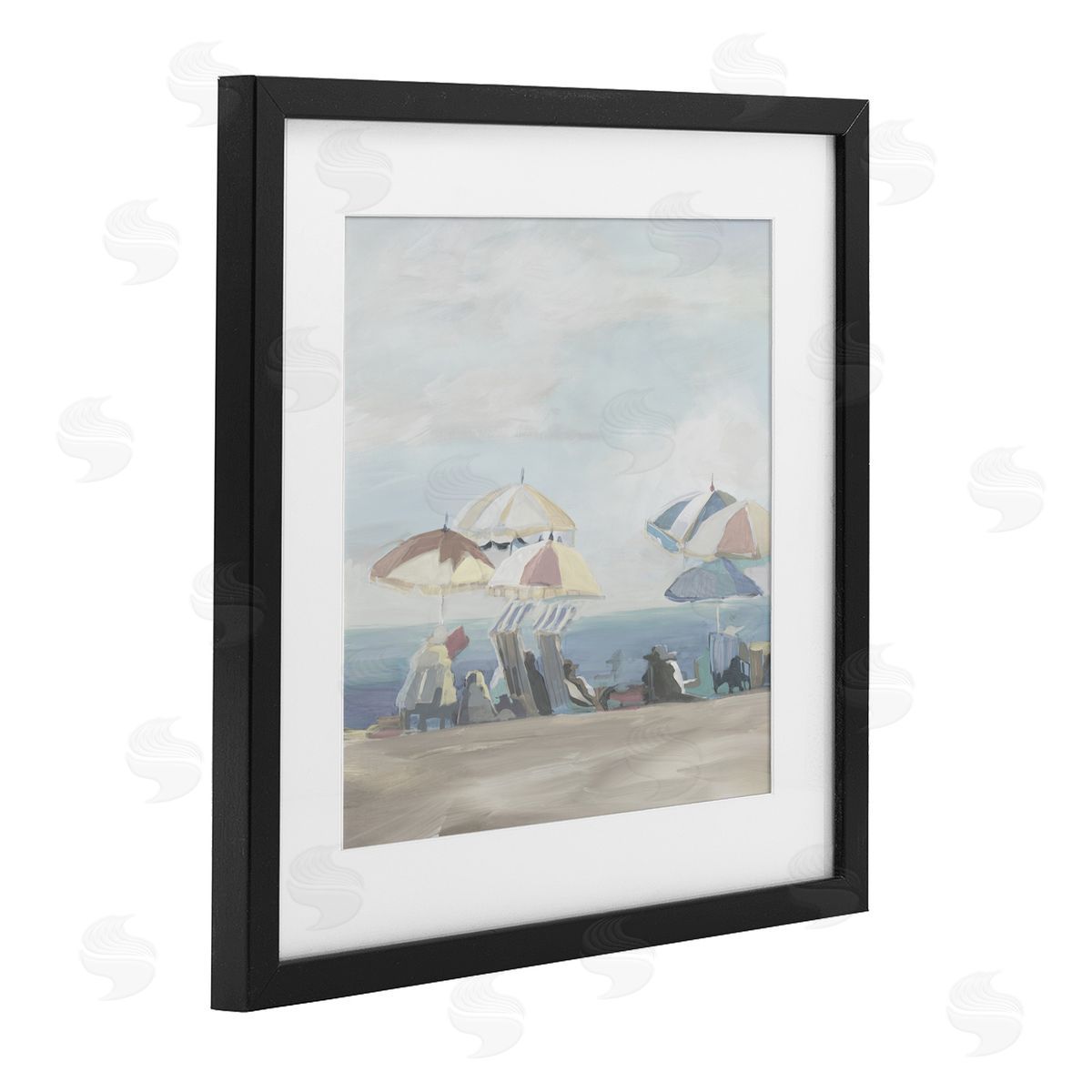 Liz Jardine Muted Summer Beach Umbrellas Canvas Wall Art Print