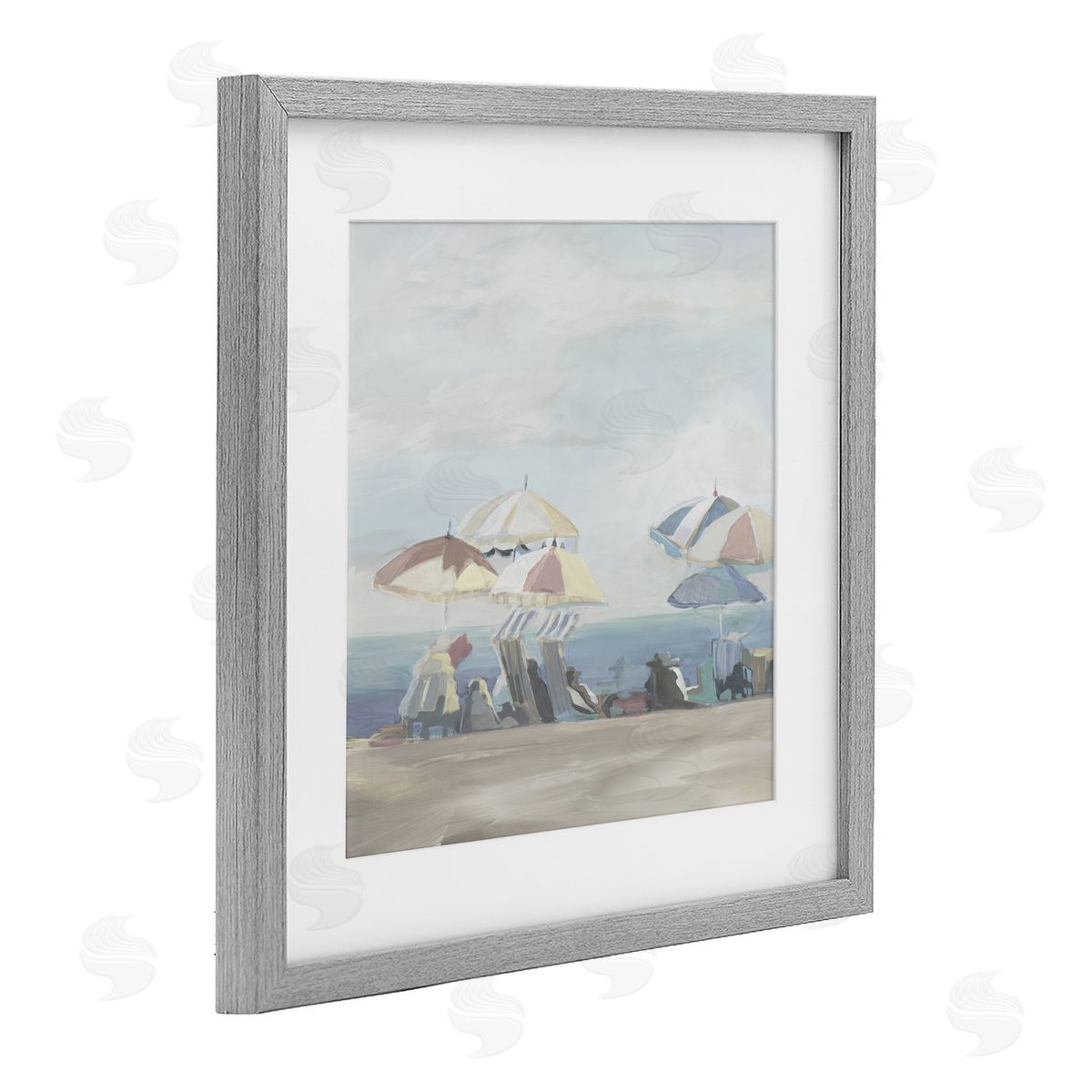 Liz Jardine Muted Summer Beach Umbrellas Canvas Wall Art Print