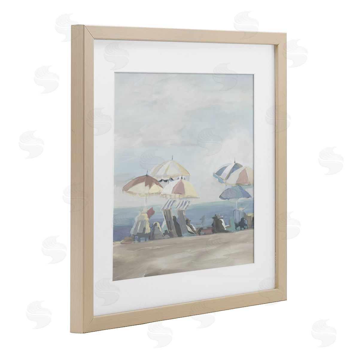 Liz Jardine Muted Summer Beach Umbrellas Canvas Wall Art Print