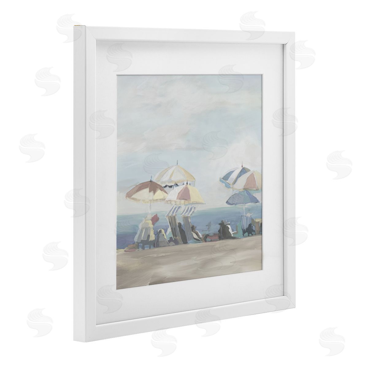 Liz Jardine Muted Summer Beach Umbrellas Canvas Wall Art Print