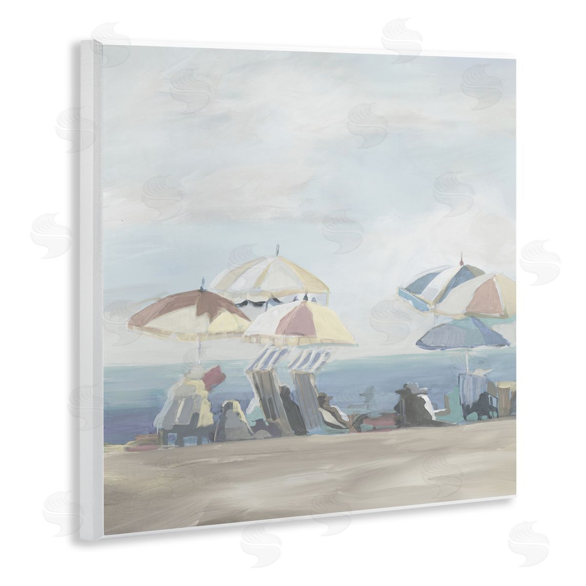 Liz Jardine Muted Summer Beach Umbrellas Canvas Wall Art Print