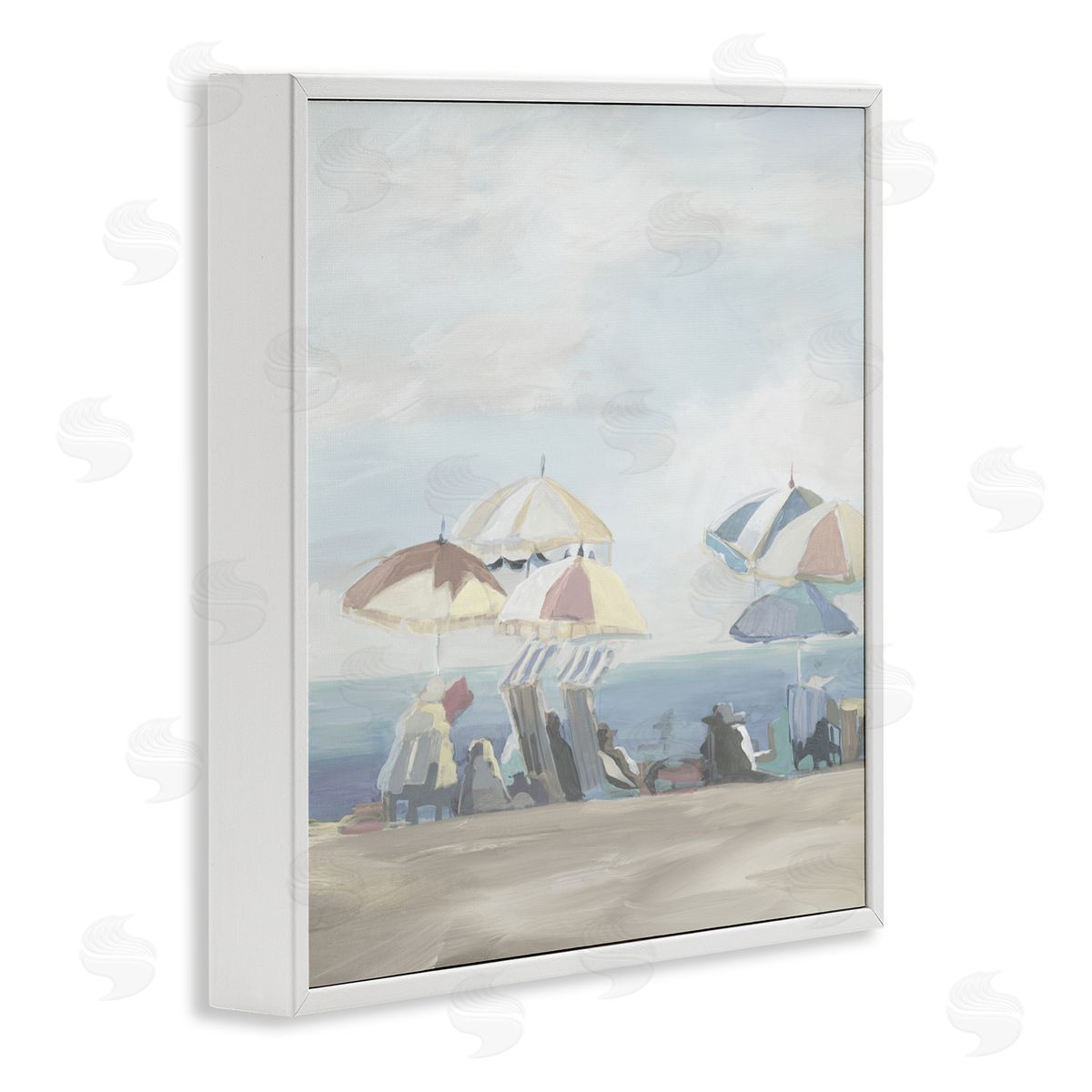 Liz Jardine Muted Summer Beach Umbrellas Canvas Wall Art Print