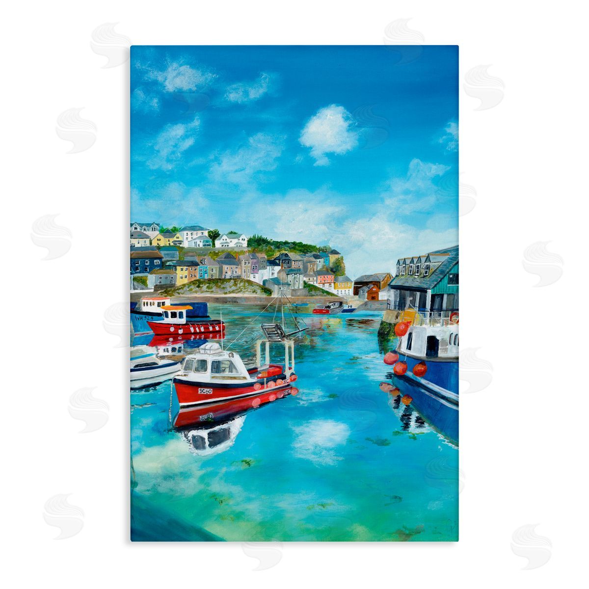 Georgie Harrison Mevagissey Harbor Reflections Canvas Wall Art Print