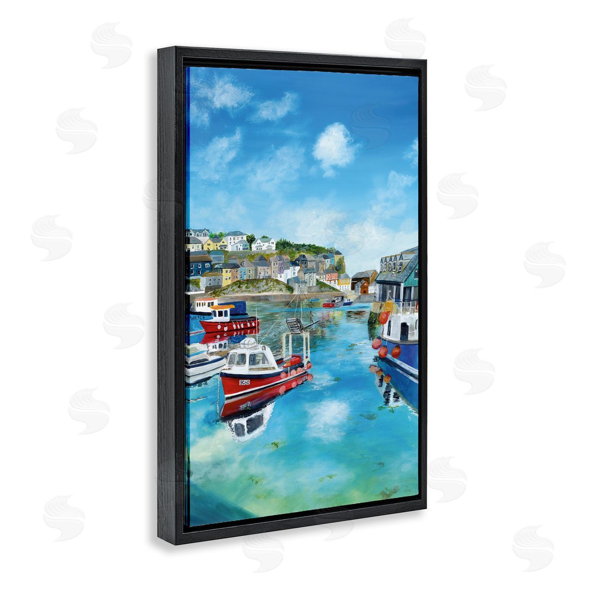 Georgie Harrison Mevagissey Harbor Reflections Canvas Wall Art Print