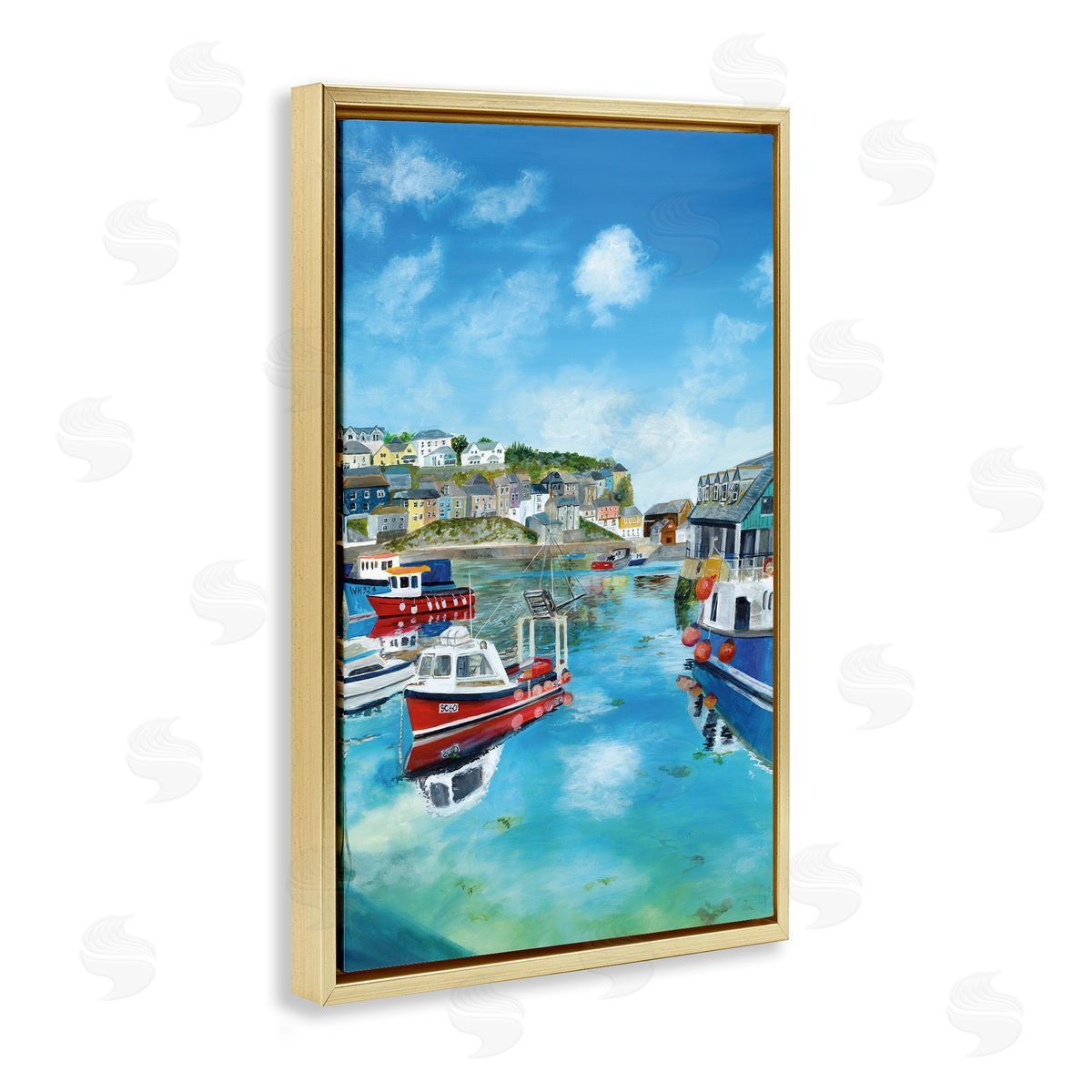 Georgie Harrison Mevagissey Harbor Reflections Canvas Wall Art Print