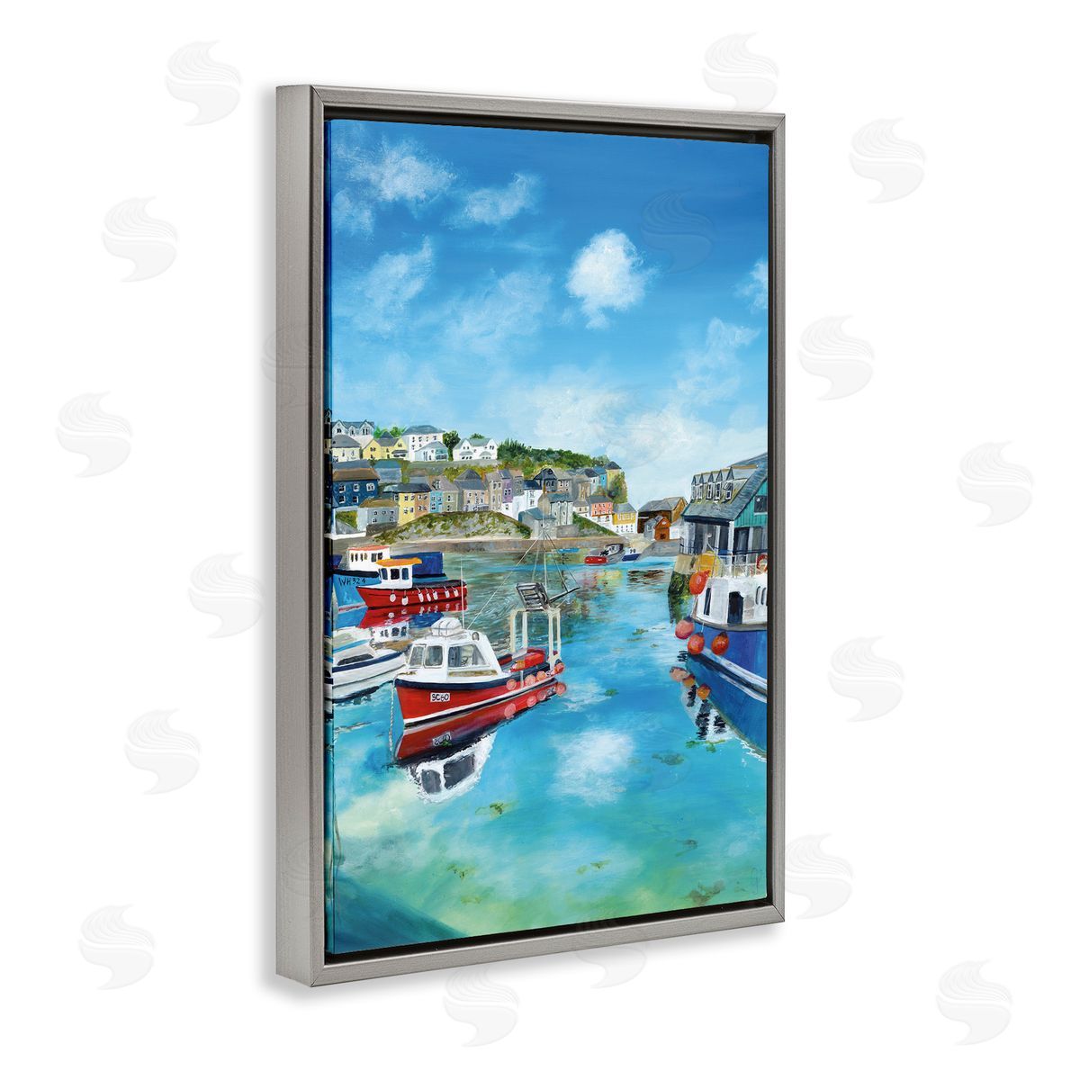 Georgie Harrison Mevagissey Harbor Reflections Canvas Wall Art Print