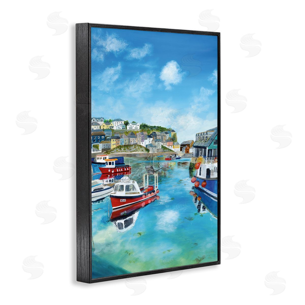 Georgie Harrison Mevagissey Harbor Reflections Canvas Wall Art Print