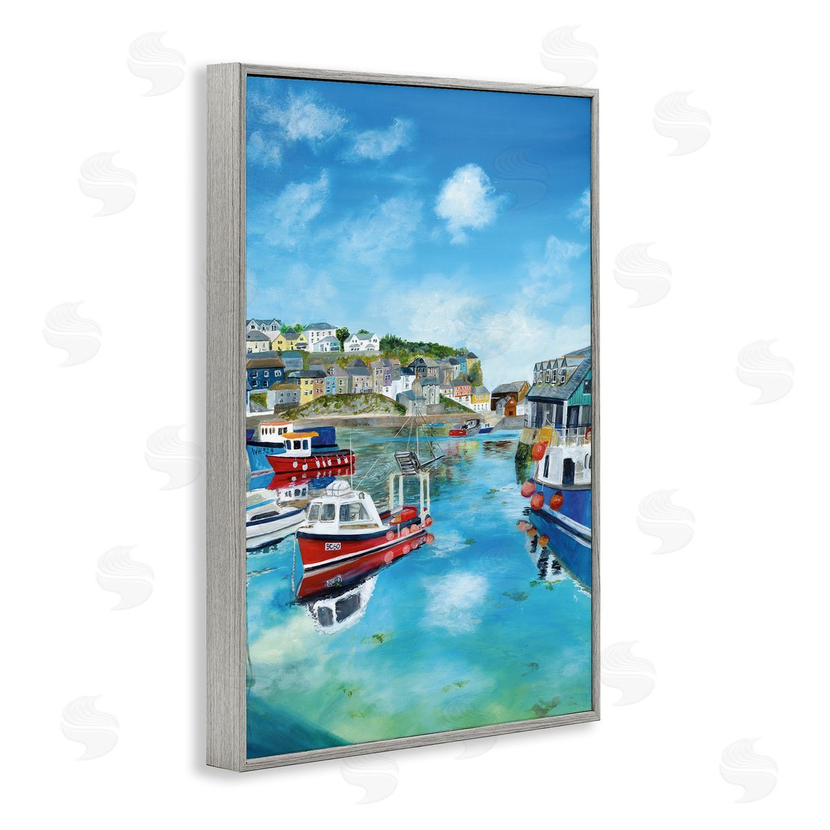Georgie Harrison Mevagissey Harbor Reflections Canvas Wall Art Print