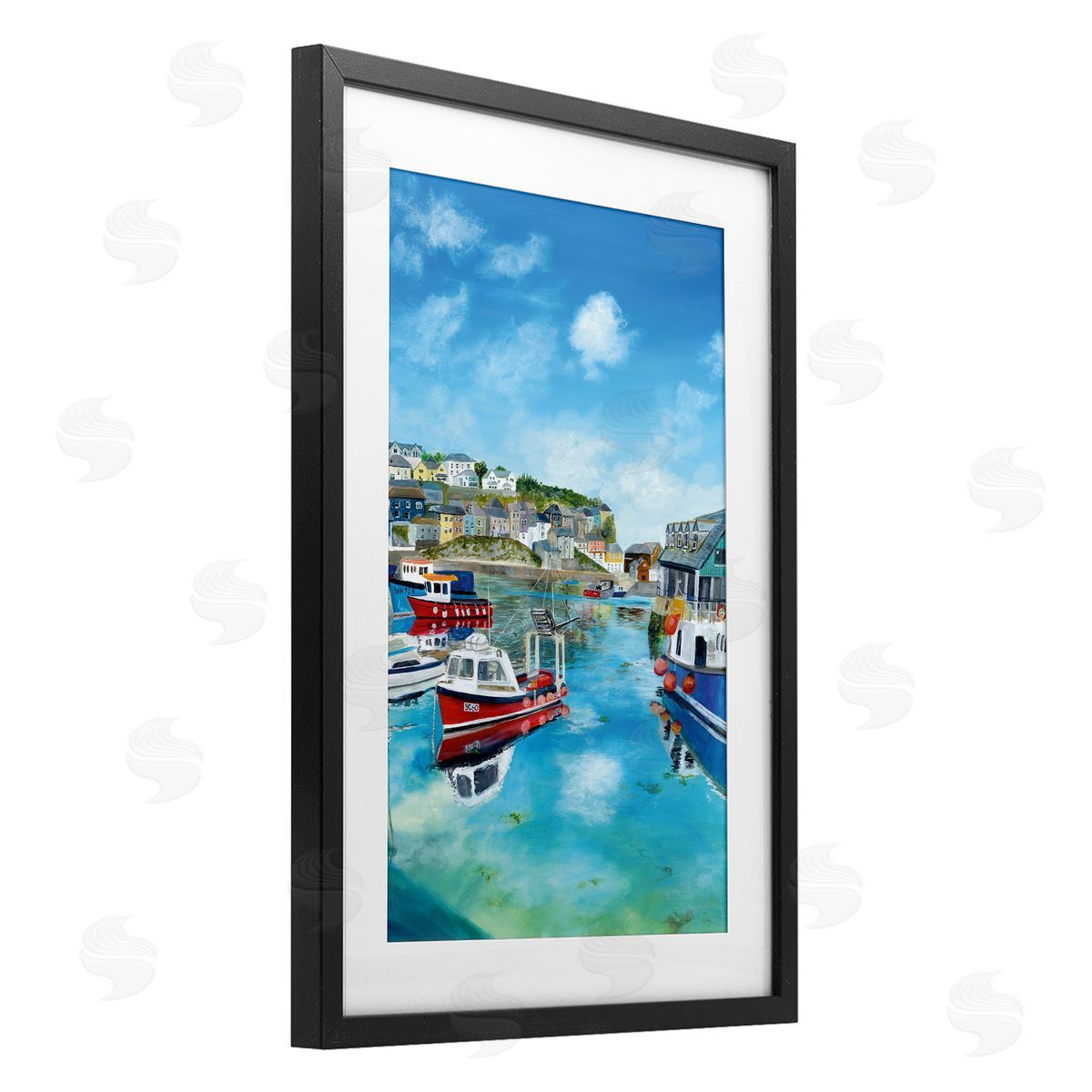 Georgie Harrison Mevagissey Harbor Reflections Canvas Wall Art Print