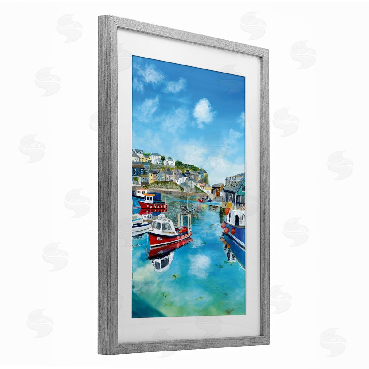 Georgie Harrison Mevagissey Harbor Reflections Canvas Wall Art Print
