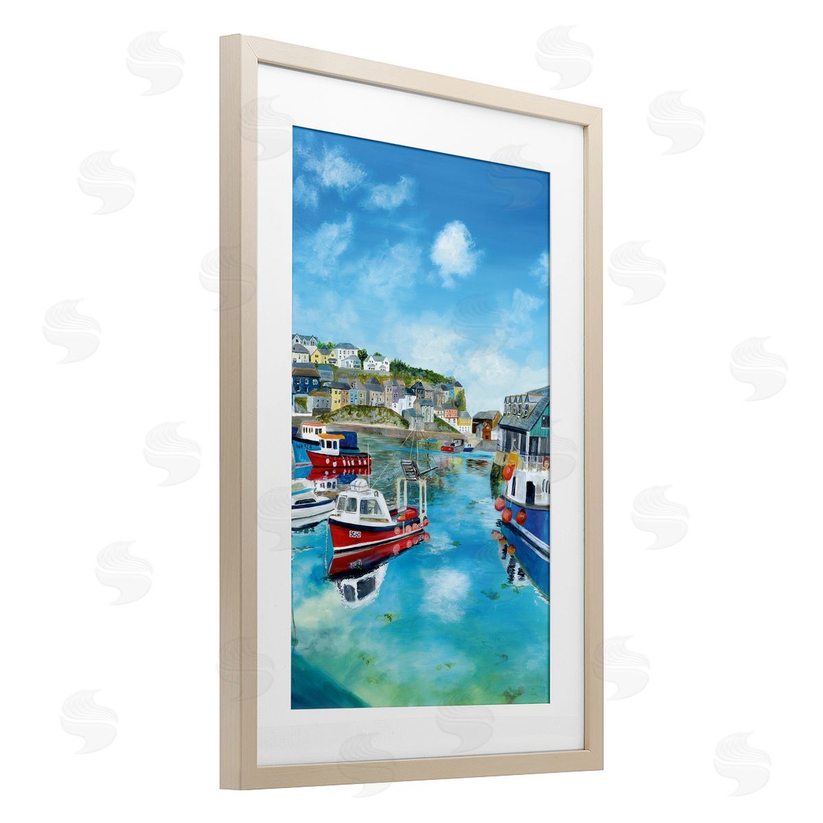 Georgie Harrison Mevagissey Harbor Reflections Canvas Wall Art Print