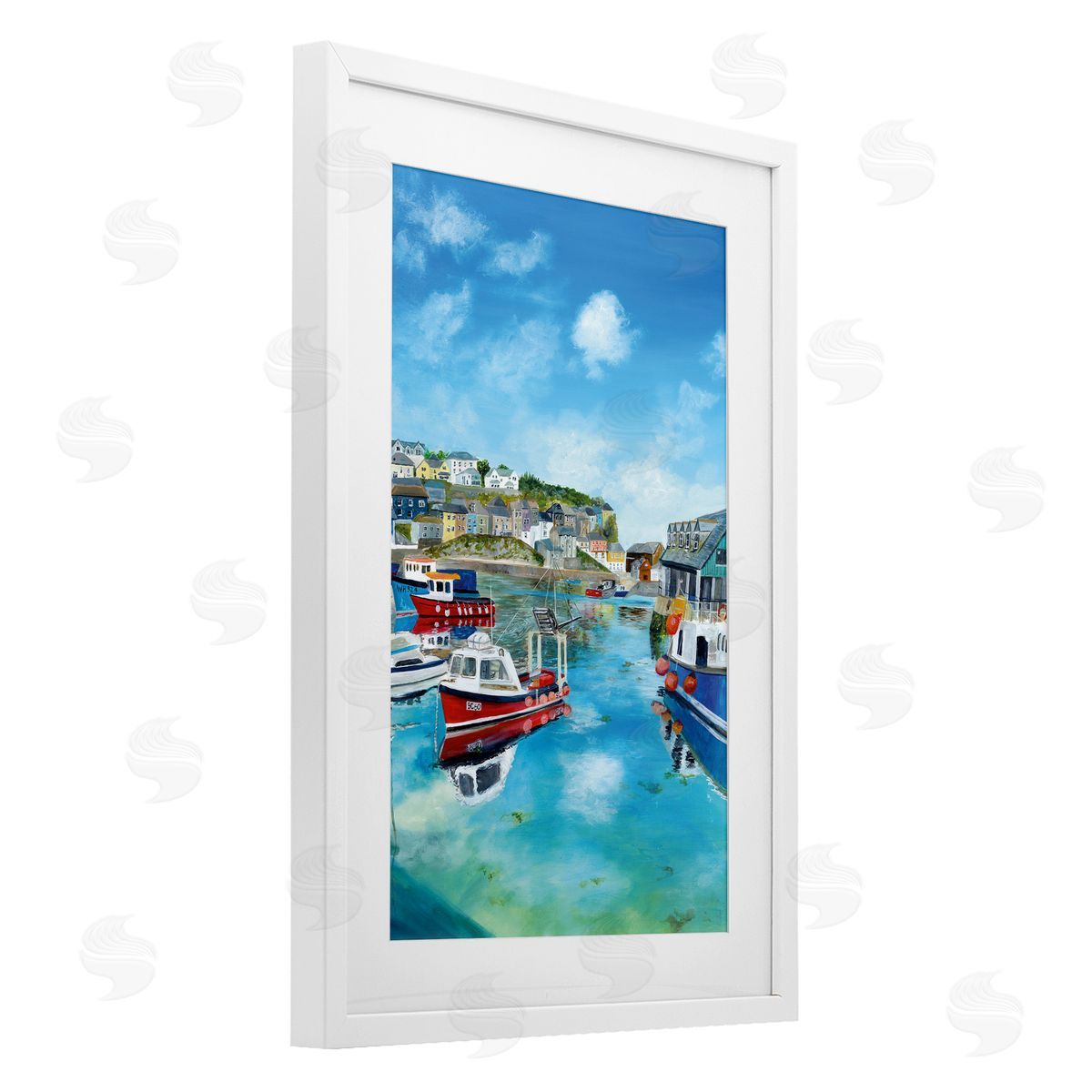 Georgie Harrison Mevagissey Harbor Reflections Canvas Wall Art Print